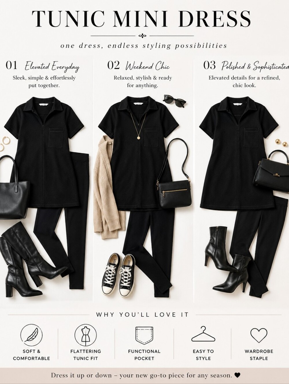 Max Studio London Black Tunic Mini Dress XS | Short Sleeve Collared Shift Dress - Picture 3 of 8